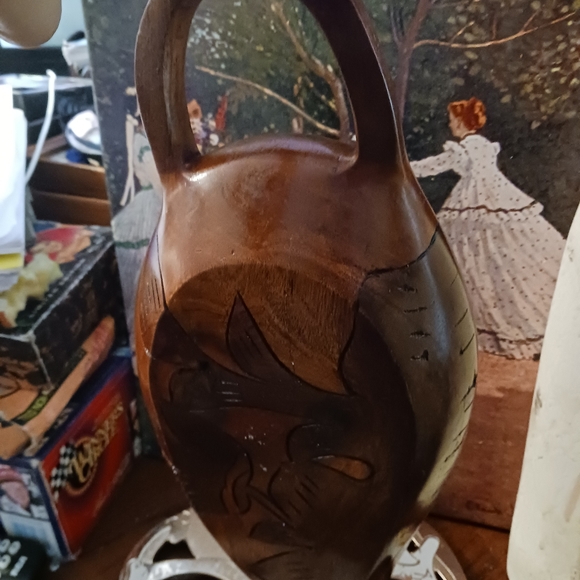 Vintage Artisan🐟 🥘Art Oval Tray Platter  Hand Carved Wood🪵Nice Gift.🎁 💕🥭 - Picture 10 of 11